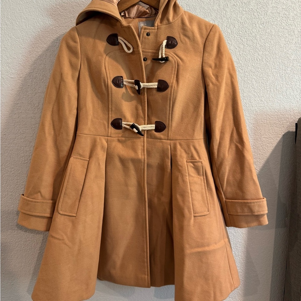 ASOS Women's Tan Hooded Duffle Coat 4 - Picture 2 of 5